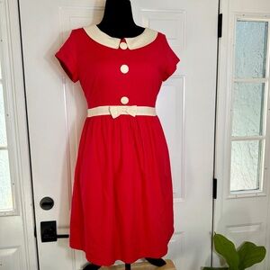 NWT -   Anthropologie - Tulle Red Cap Sleeve Dress Size: XL